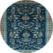 Round Oriental Light Blue Industrial Rug, urb769lblu