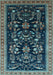 Machine Washable Oriental Light Blue Industrial Rug, wshurb769lblu