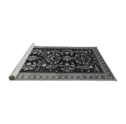 Sideview of Machine Washable Oriental Gray Industrial Rug, wshurb769gry