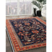 Mid-Century Modern Dark Almond Brown Oriental Rug in Family Room, urb769