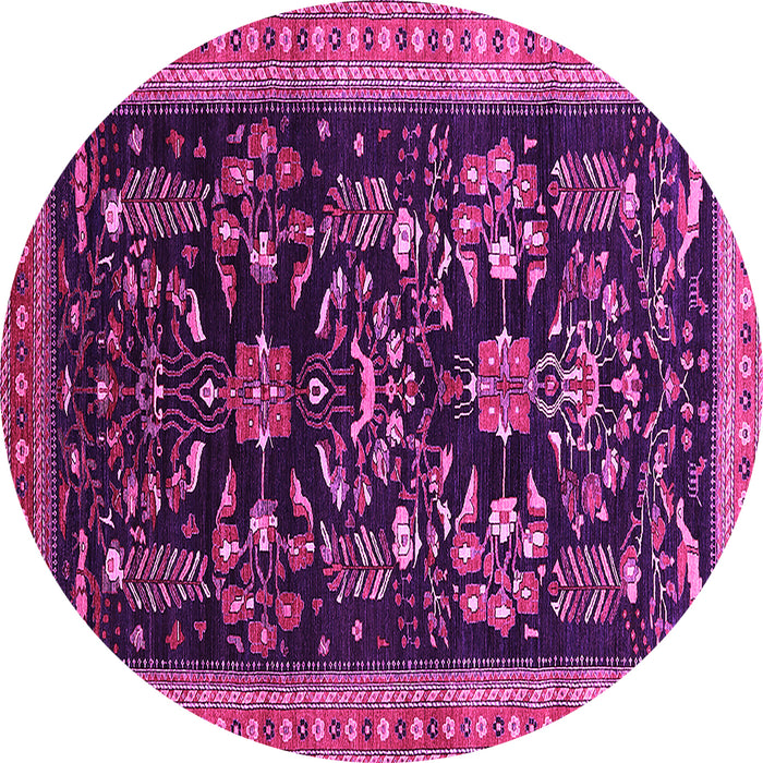 Round Machine Washable Oriental Pink Industrial Rug, wshurb769pnk