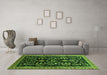 Machine Washable Oriental Green Industrial Area Rugs in a Living Room,, wshurb769grn