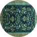 Round Oriental Turquoise Industrial Rug, urb769turq