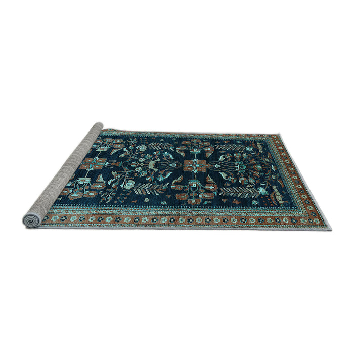 Sideview of Machine Washable Oriental Light Blue Industrial Rug, wshurb769lblu
