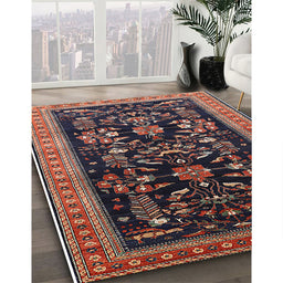 Machine Washable Industrial Modern Dark Almond Brown Rug in a Family Room, wshurb769
