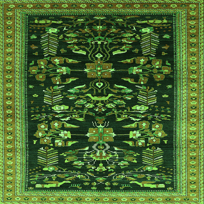 Square Oriental Green Industrial Rug, urb769grn