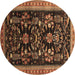 Round Oriental Brown Industrial Rug, urb769brn