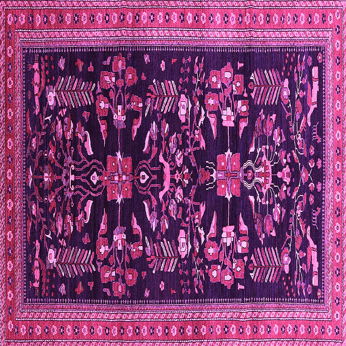 Square Machine Washable Oriental Pink Industrial Rug, wshurb769pnk