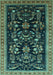 Machine Washable Oriental Turquoise Industrial Area Rugs, wshurb769turq