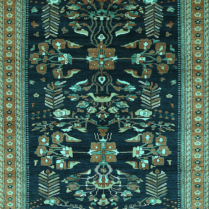 Machine Washable Oriental Turquoise Industrial Area Rugs, wshurb769turq