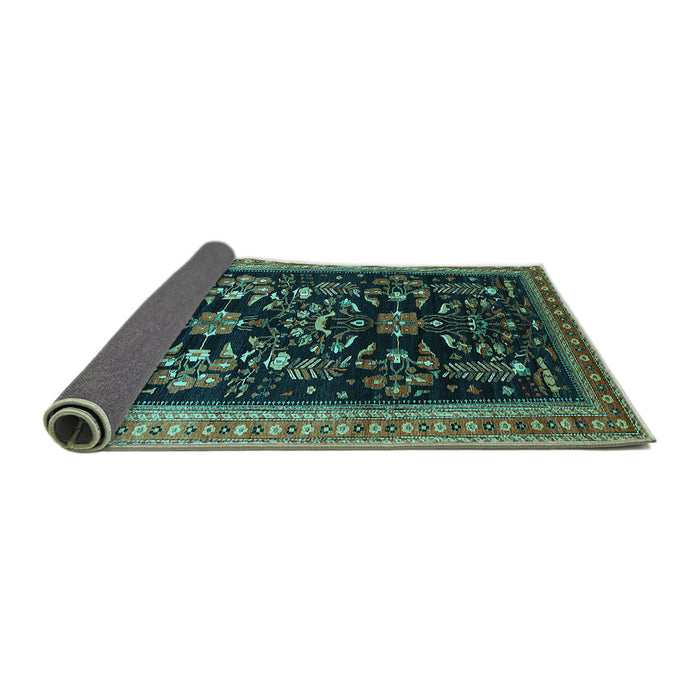 Sideview of Oriental Turquoise Industrial Rug, urb769turq