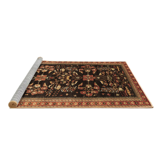 Sideview of Machine Washable Oriental Brown Industrial Rug, wshurb769brn