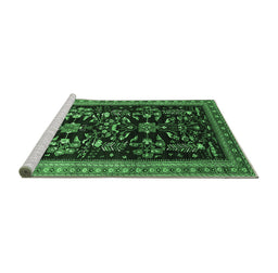 Sideview of Machine Washable Oriental Emerald Green Industrial Area Rugs, wshurb769emgrn