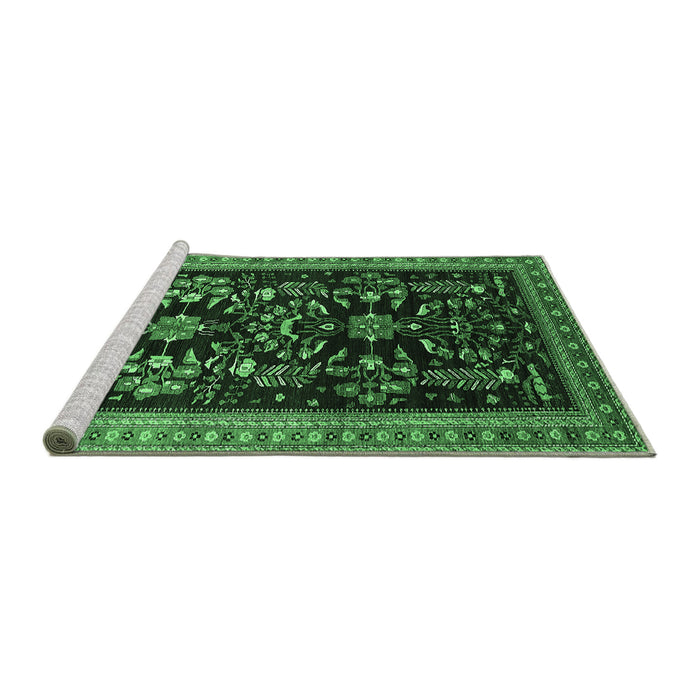Sideview of Machine Washable Oriental Emerald Green Industrial Area Rugs, wshurb769emgrn