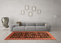 Machine Washable Oriental Orange Industrial Rug, wshurb769org