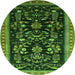 Round Oriental Green Industrial Rug, urb769grn