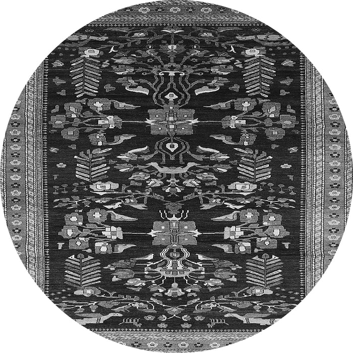 Round Oriental Gray Industrial Rug, urb769gry