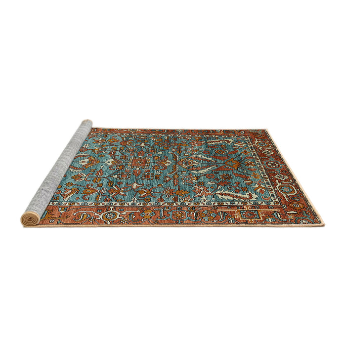 Sideview of Machine Washable Industrial Modern Dark Sea Green Rug, wshurb770