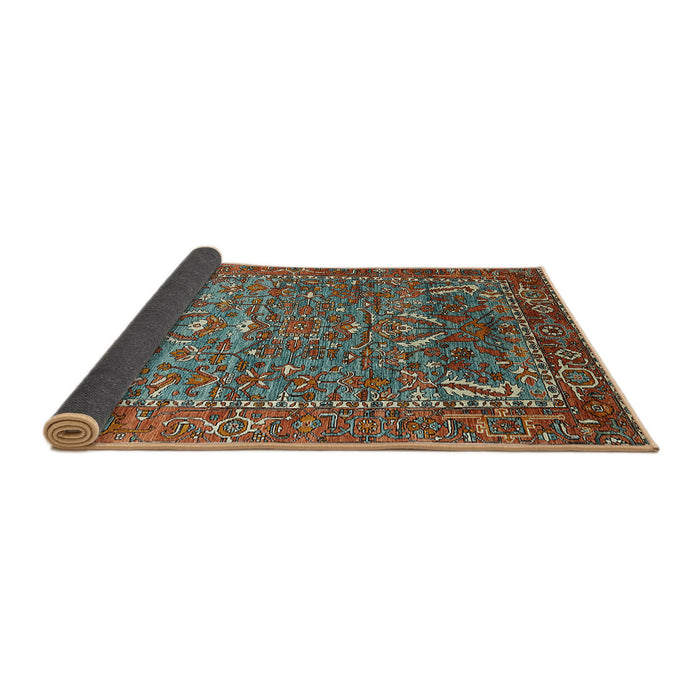 Sideview of Mid-Century Modern Dark Sea Green Animal Rug, urb770