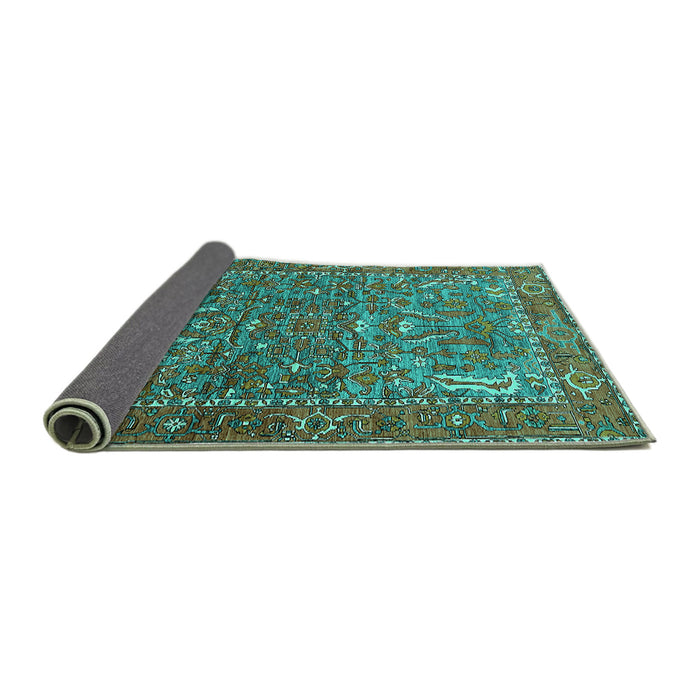 Sideview of Animal Turquoise Traditional Rug, urb770turq