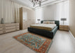 Mid-Century Modern Dark Sea Green Animal Rug in a Bedroom, urb770