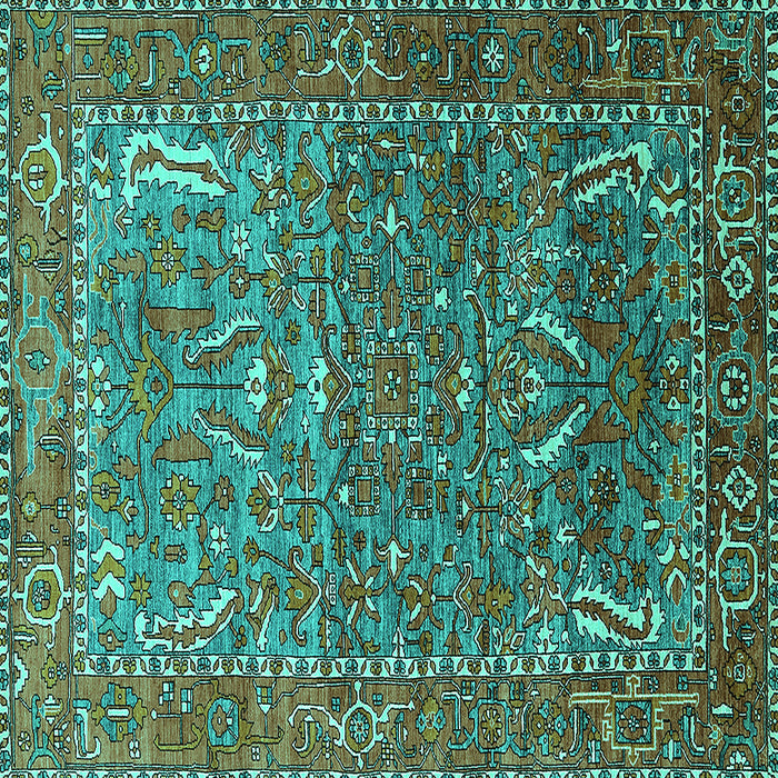 Square Machine Washable Animal Turquoise Traditional Area Rugs, wshurb770turq