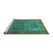 Sideview of Machine Washable Animal Turquoise Traditional Area Rugs, wshurb770turq