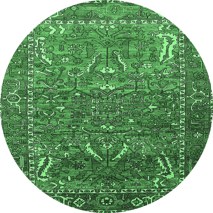 Round Animal Emerald Green Traditional Rug, urb770emgrn