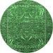 Round Animal Emerald Green Traditional Rug, urb770emgrn