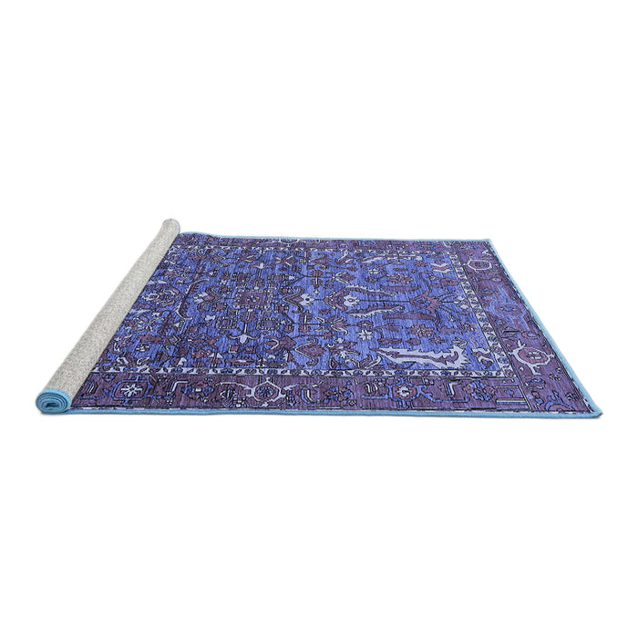 Sideview of Machine Washable Animal Blue Traditional Rug, wshurb770blu