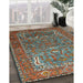 Mid-Century Modern Dark Sea Green Animal Rug in Family Room, urb770