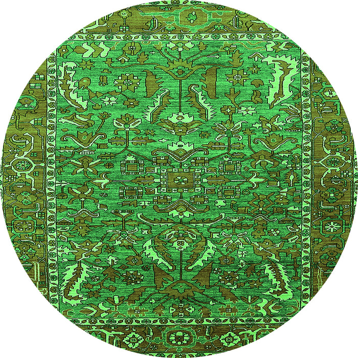 Round Machine Washable Animal Green Traditional Area Rugs, wshurb770grn
