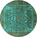 Round Animal Turquoise Traditional Rug, urb770turq