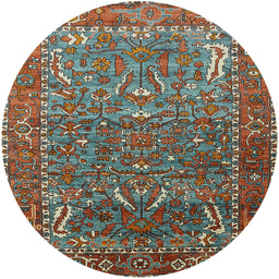 Round Machine Washable Industrial Modern Dark Sea Green Rug, wshurb770