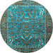 Round Animal Light Blue Traditional Rug, urb770lblu