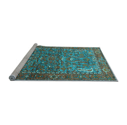 Sideview of Machine Washable Animal Light Blue Traditional Rug, wshurb770lblu