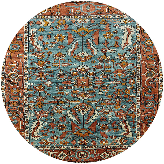 Round Mid-Century Modern Dark Sea Green Animal Rug, urb770