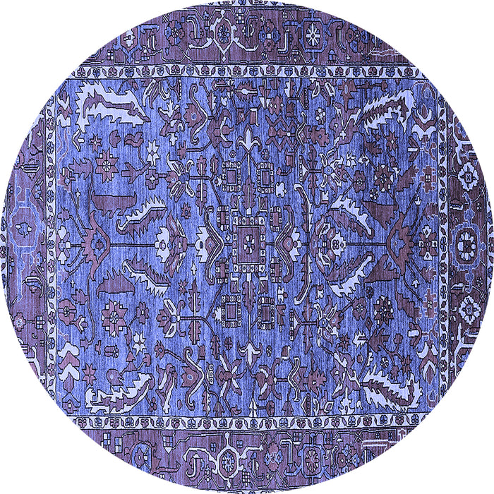 Round Machine Washable Animal Blue Traditional Rug, wshurb770blu