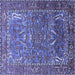 Square Machine Washable Animal Blue Traditional Rug, wshurb770blu