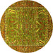 Round Animal Yellow Traditional Rug, urb770yw