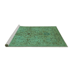 Sideview of Machine Washable Oriental Turquoise Traditional Area Rugs, wshurb771turq