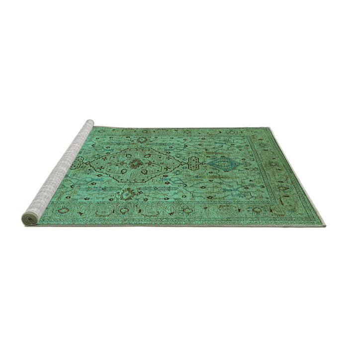 Sideview of Machine Washable Oriental Turquoise Traditional Area Rugs, wshurb771turq