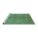 Sideview of Machine Washable Oriental Turquoise Traditional Area Rugs, wshurb771turq