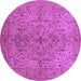 Round Machine Washable Oriental Purple Traditional Area Rugs, wshurb771pur