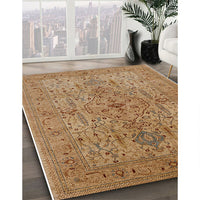 Mid-Century Modern Brown Sand Brown Oriental Rug, urb771