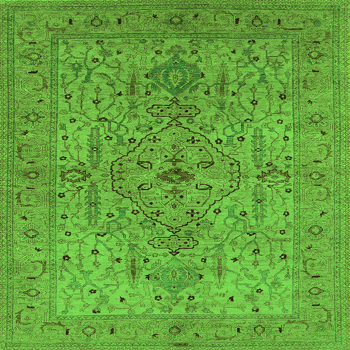 Square Oriental Green Traditional Rug, urb771grn