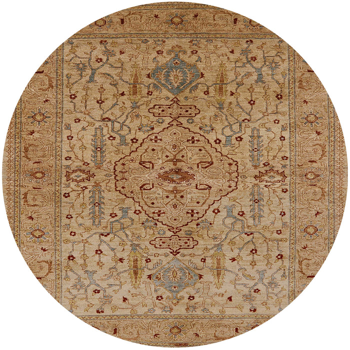 Round Mid-Century Modern Brown Sand Brown Oriental Rug, urb771