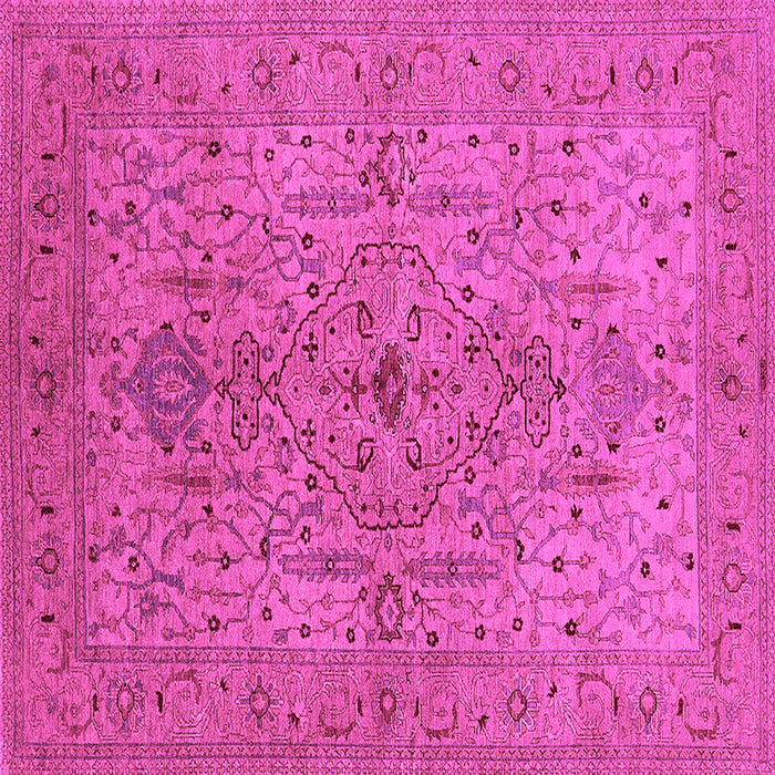 Square Machine Washable Oriental Pink Traditional Rug, wshurb771pnk