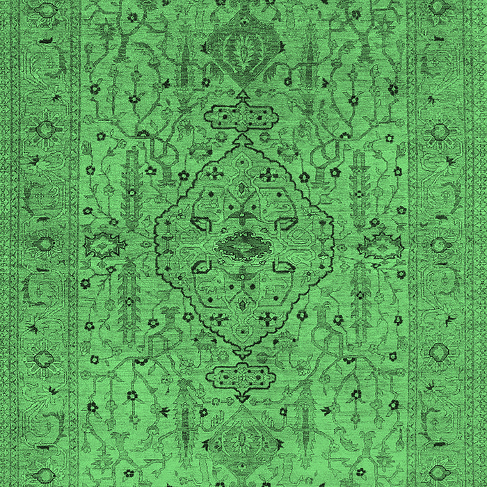 Machine Washable Oriental Emerald Green Traditional Area Rugs, wshurb771emgrn