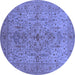 Round Oriental Blue Traditional Rug, urb771blu